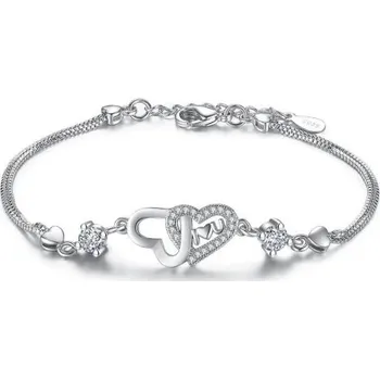 Náramek Dámský náramek spojená srdce stříbrná