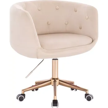 LuxuryForm DESIGN Křeslo MONTANA VELUR na zlaté podstavě s kolečky - krémové