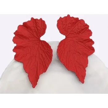 Náušnice Dámské visací náušnice listy G218 červená