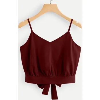 Dámský crop top s mašlí tmavě červená XS