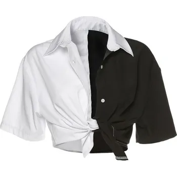 Dámský crop top černobílý S