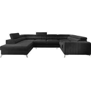 Sedací souprava Rohová rozkládací sedací souprava LOUIS 347 cm Velvetmat 06 tmavě šedá levá