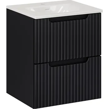 Policová skříň Závěsná skříňka Nova Black I se zápustným umyvadlem 50 cm černá/bílá