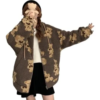 Dámská mikina Dámská chlupatá mikina P1917 hnědá L