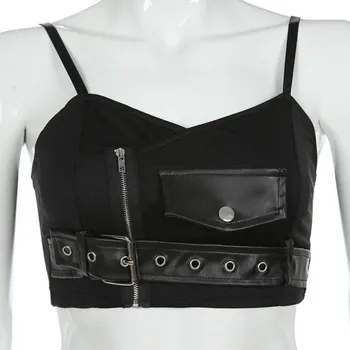 Dámský crop top s opaskem černá M
