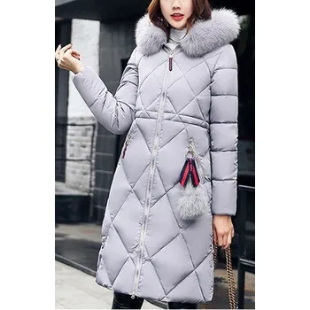 Dámská dlouhá zimní bunda se vzorem J2323 šedá M