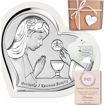 Obraz PAMÁTKA PRVNÍHO SVATÉHO PŘIJÍMÁNÍ STŘÍBRNÝ OBRAZ S VĚNOVÁNÍM + DÁREK