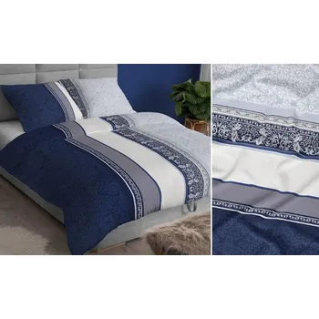 Povlečení Povlečení saténové 140x200 modrá geometrie se zapínáním na zip 2311 g KARO