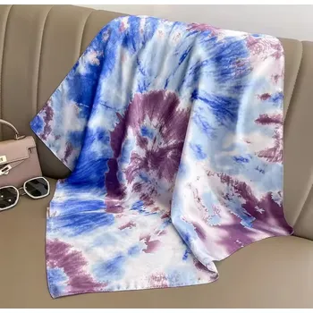 Šátek Elegantní šátek na krk i na hlavu - modrá bílá hnědá