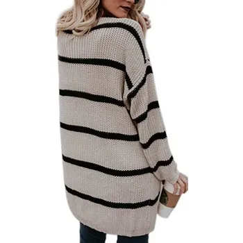 Dámský pletený cardigan pruhovaný A2273 béžova L