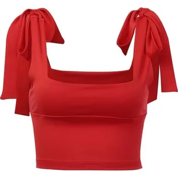 Dámský crop top s mašlemi červená XS