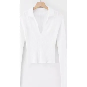 Dámský pletený crop top G249 bílá M