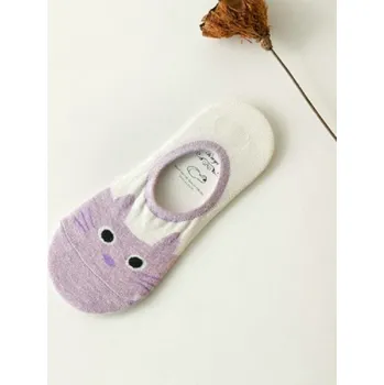 Dámské ponožky Dámské ponožky s kočičkou J2827 fialová