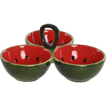 Miska na Oříšky Home ESPRIT Meloun Červená Zelená Kamenina (23 x 22 x 10,5 cm)