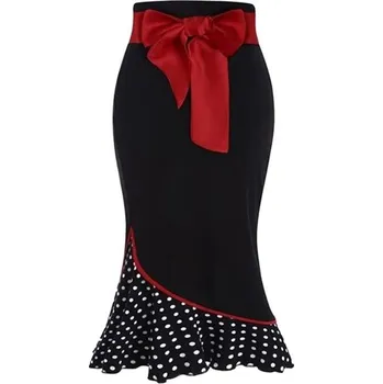 Dámská sukně Dámská pouzdrová sukně s volánem a mašlí S