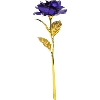 umělá květina Dekorační pozlacená růže v dárkové krabičce J854 modrá
