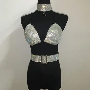 Dámský crop top, pásek a choker L