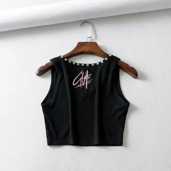 Dámský crop top bez rukávů B276 černá S