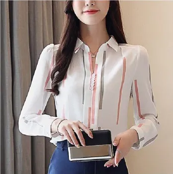 Dámská halenka s proužky růžová M