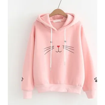 Dámská mikina Dámská kočičí mikina A13 růžová L
