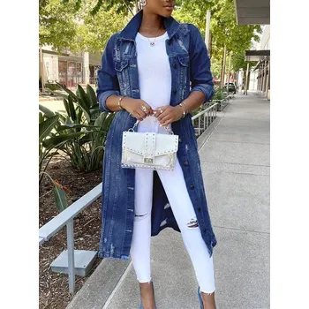 Dámský kabát Dámský džínový kabát tmavě modrá S