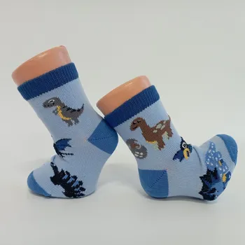 TREPON Kojenecké a dětské ponožky dinosauři, světle modré Velikost: 9-12cm(0-4 měsíce)
