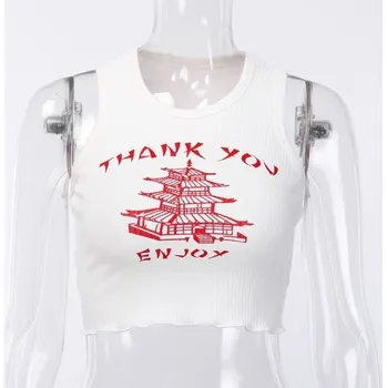 Dámský pletený crop top s potiskem bílá XS