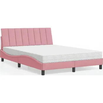 Postel vidaXL Postel s matrací Hanko 120 x 200 cm samet [3208589] Barva: Růžová