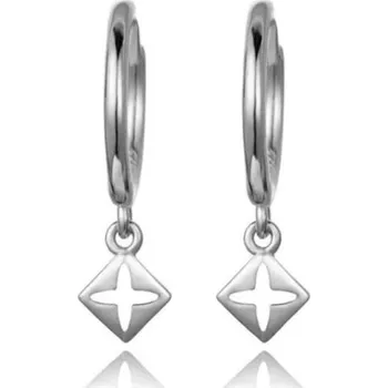 Náušnice Dámské kruhové náušnice s přívěskem R35 stříbrná 3