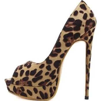 Dámské lodičky Dámské leopardí lodičky na platformě 36