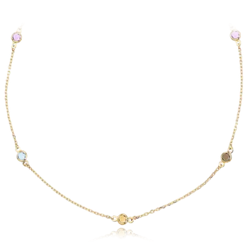 Náhrdelník MINET Zlatý náhrdelník s barevnými zirkony Au 585/1000 1,65g JMG0225WGN46
