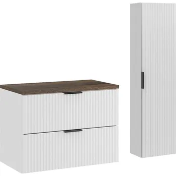 Koupelnová sestava Casad s deskou a skříňkami 80 cm bílá/dub santa fe vintage