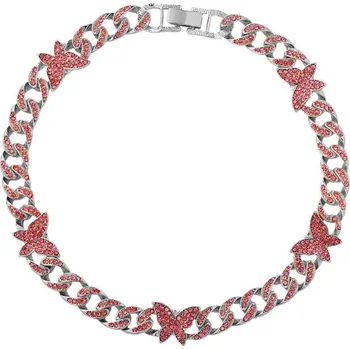 Náhrdelník Dámský choker náhrdelník s motýly stříbrná 2