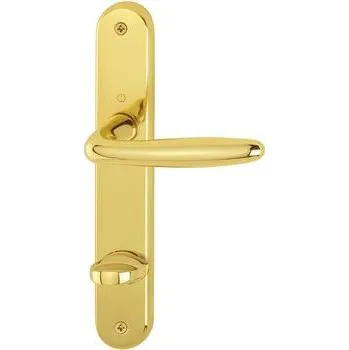 HOPPE kování ROISSY, interiér. kl-kl, mosaz-F71 leštěná, dl. štítek, WC pravá