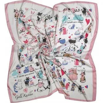 Obraz Jemný barevný šátek s kočkami (Růžový)