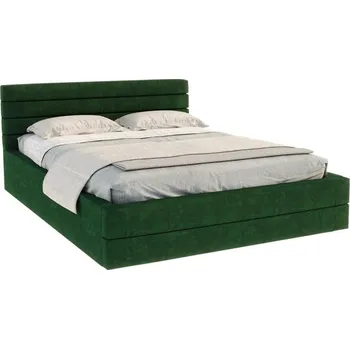 Postel Čalouněná postel TOPAZ tmavě zelená 180x200 semiš s kovovým roštem