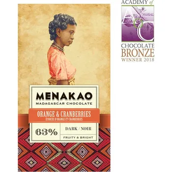 Čokoláda Menakao čokoláda Madagaskar 63% s pomerančem a brusinkami 75 g