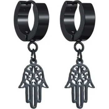 Náušnice Dámské kruhové náušnice s přívěskem H826 černá 3