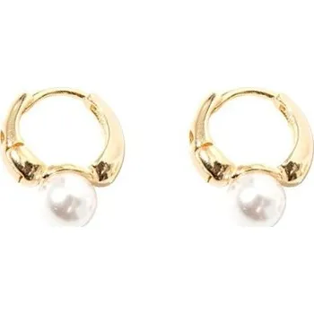 Náušnice Dámské kruhové náušnice s perlou J445 zlatá