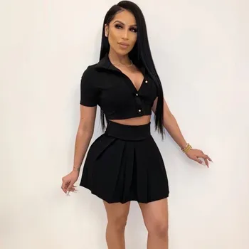 Dámský crop top a sukně B1268 černá S