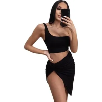Dámský crop top a sukně B1146 černá XL