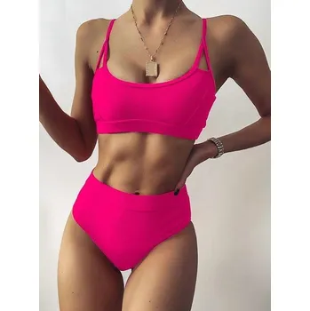 Dámské plavky Dámské bikiny P582 tmavě růžová M