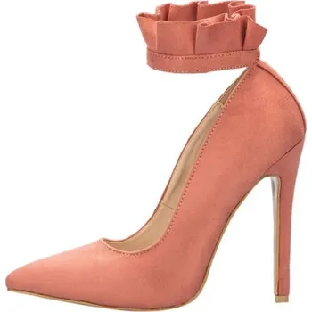 Dámské lodičky Dámské lodičky s volánky J1129 růžová 38