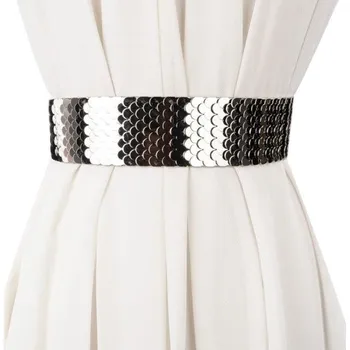 Opasek Dámský elastický pásek L141 stříbrná