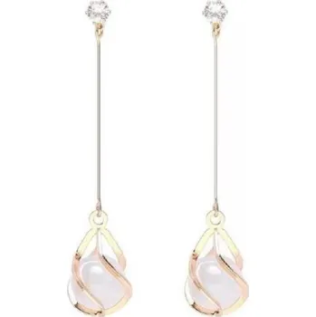 Náušnice Dámské visací náušnice s perlou C1099 zlatá 2