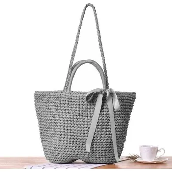 Kabelka Dámská slaměná kabelka M1382 šedá