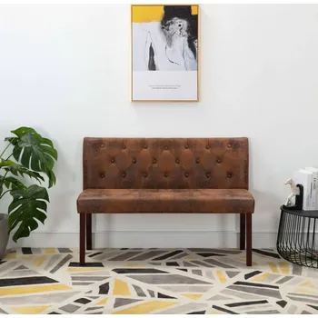 Zahradní lavice vidaXL Lavice 120 cm hnědá umělá semišová kůže