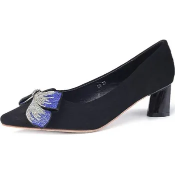 Dámské lodičky Dámské semišové lodičky s mašlí Rosie J1762 černá 41