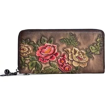 Peněženka Dámská kožená peněženka s květinami M251 2