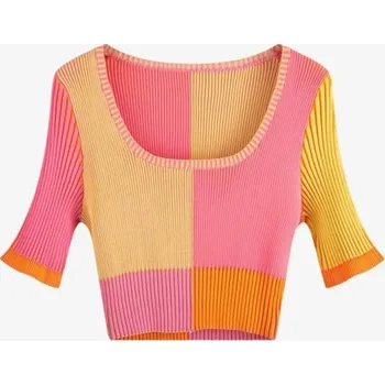 Dámský barevný crop top růžová XS